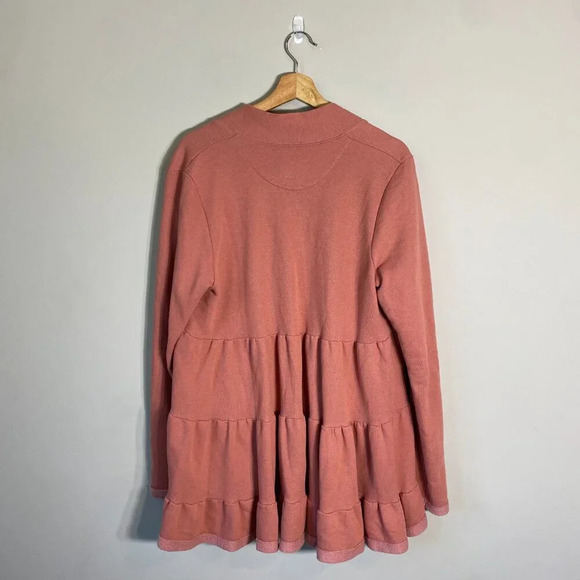 Anthropologie Lila Tiered Cardigan Women's Large Long Sleeve Open Front Pockets - Picture 4 of 16